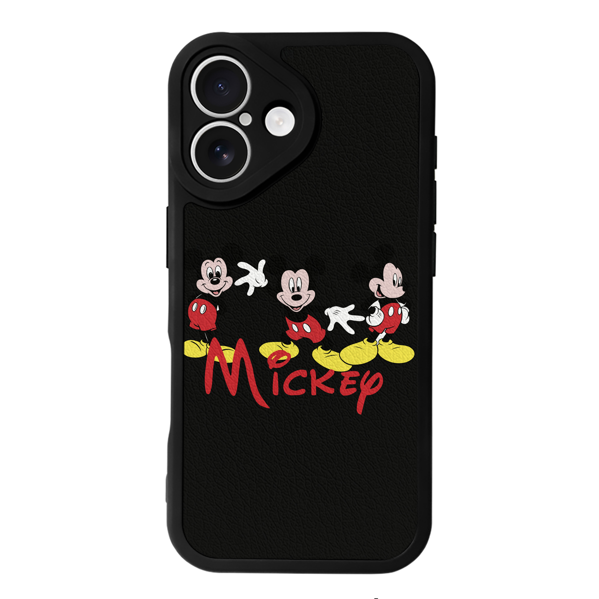 （画像用） ミッキーマウス Mickey Mouse 【iPhone 16シリーズ対応】シリコンスマホケース（レザー調） 材質：シリコン